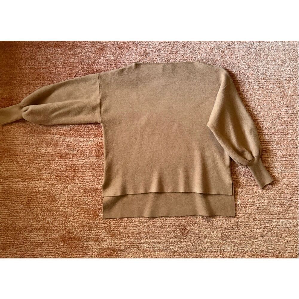 Tahari T Balloon Sleeve Knit Sweater Camel Brown Dolman Pullover XS/S